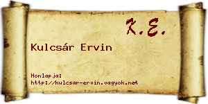 Kulcsár Ervin névjegykártya