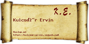 Kulcsár Ervin névjegykártya