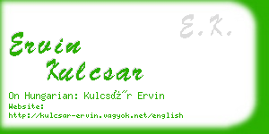 ervin kulcsar business card